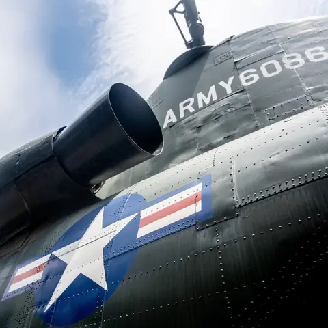 The Side Of A United States Army Helicopter.