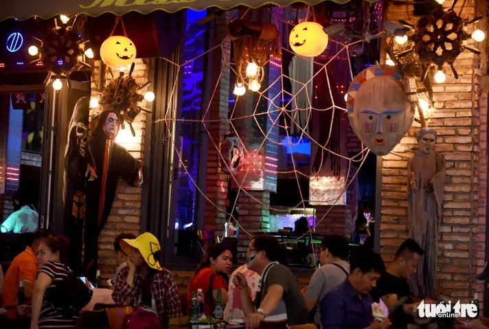 Spooky Decorations Gave This Bui Vien Street A True Halloween Vibe In District 1, Ho Chi Minh City, October 31, 2019. Photo: Duyen Phan / Tuoi Tre