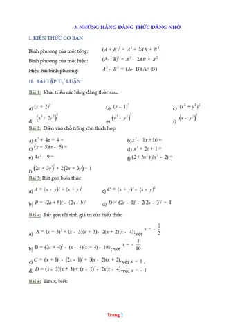 Bai Tap Toan Lop 8 Nhung Hang Dang Thuc Dang Nho | Pdf