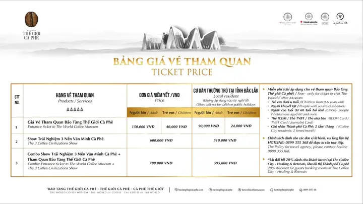 Bảng Giá Vé Tham Quan Bảo Tàng Thế Giới Cà Phê