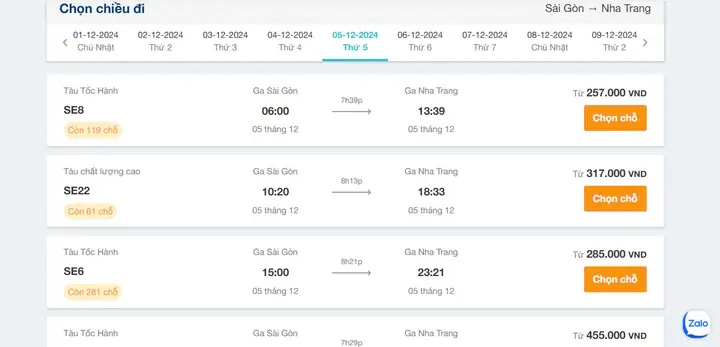 Mua Vé Tàu Hỏa Trực Tuyến