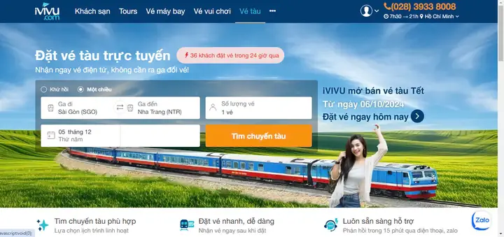 Mua Vé Tàu Hỏa Trực Tuyến