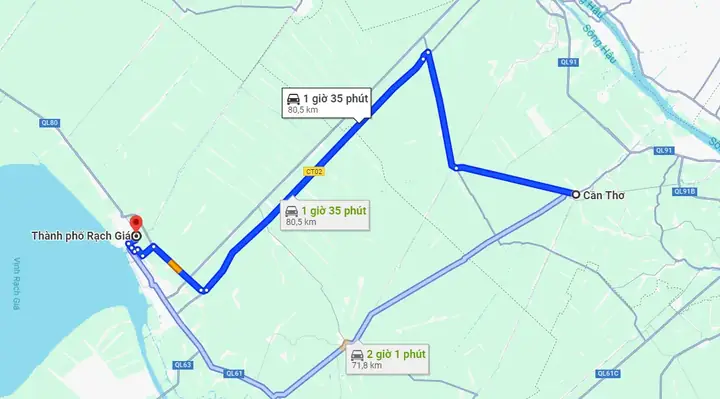 Từ Cần Thơ Đi Rạch Giá Bao Nhiêu Km?