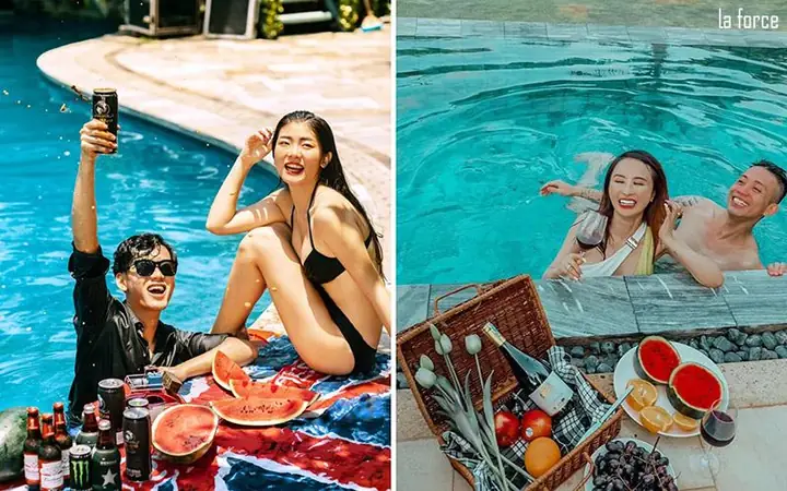 Pose Dáng Cùng Với Đồ Ăn Trên Mặt Hồ