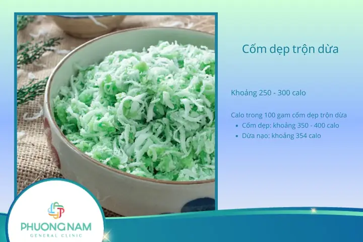 Cốm Dẹp Trộn Dừa Bao Nhiêu Calo?