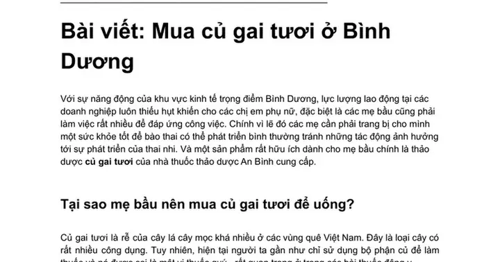 Mua Củ Gai Tươi Ở Bình Dương