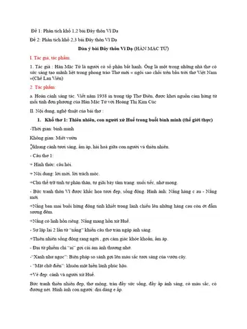 Dàn Ý Đây Thôn Vĩ D | Pdf