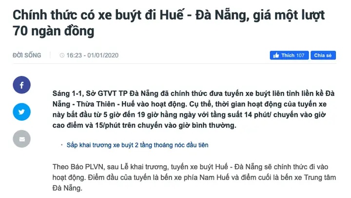 #4 Xe Buýt Tuyến Cố Định Giữa Huế – Đà Nẵng.