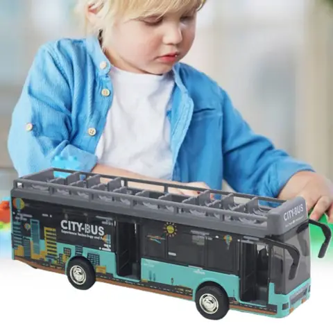 Mô Hình Xe Buýt Đồ Chơi 2 Tầng Mui Trần City Bus Chạy Trớn Có Đèn Và Nhạc