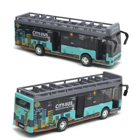Mô Hình Xe Buýt Đồ Chơi 2 Tầng Mui Trần City Bus Chạy Trớn Có Đèn Và Nhạc