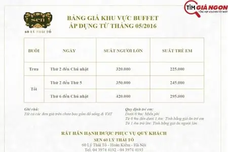 Giá Buffet Sen Lý Thái Tổ: Cập Nhật Mới Nhất & Hướng Dẫn Đặt Bàn