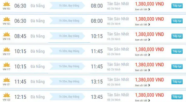 Giá Vé Máy Bay Từ Đà Nẵng Đi Sài Gòn Vietnam Airlines, Vietjet Air, Jetstar