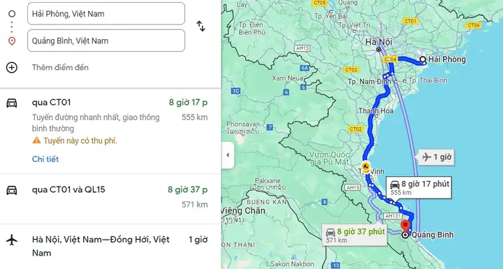 Từ Hải Phòng Đi Quảng Bình Bao Nhiêu Km?