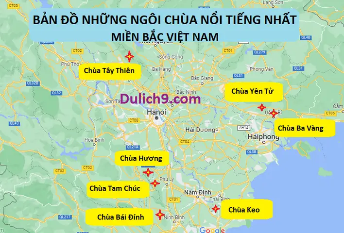 Bản Đồ Những Ngôi Chùa Nổi Tiếng Ở Miền Bắc