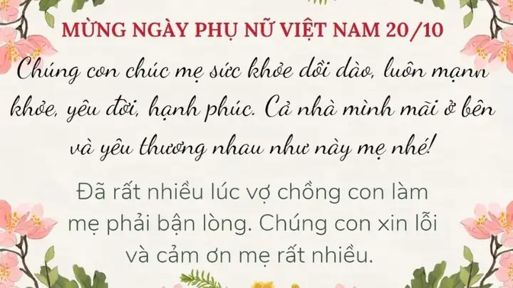 Ảnh 20/10 Chúc Mừng Mẹ Đầy Ý Nghĩa