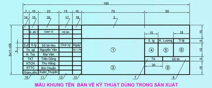 Khung Tên Bản Vẽ Kỹ Thuật Sản Xuất