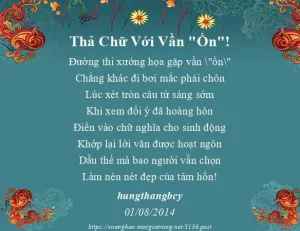 Đường Luật Xướng Họa - Thả Chữ Với Vần "ồn"!