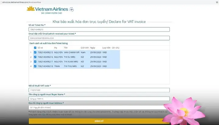 Lấy Hóa Đơn Điện Tử Vietnam Airlines Lấy Hóa Đơn Điện Tử Vietnam Airlines