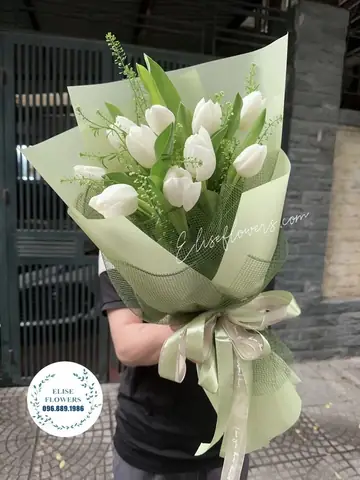 Bó Hoa Tulips Màu Cam Sữa Xinh Đẹp.hoa Tulip Hà Nội.elise Flowers.