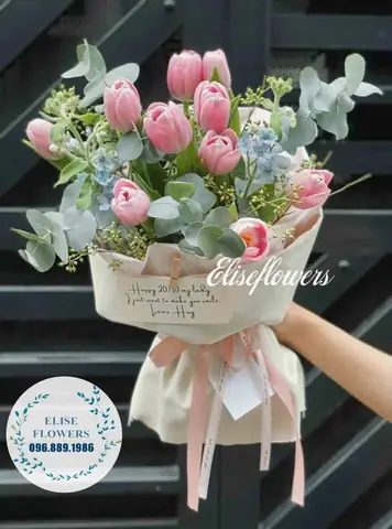 Bó Hoa Tulips Màu Cam Sữa Xinh Đẹp.hoa Tulip Hà Nội.elise Flowers.
