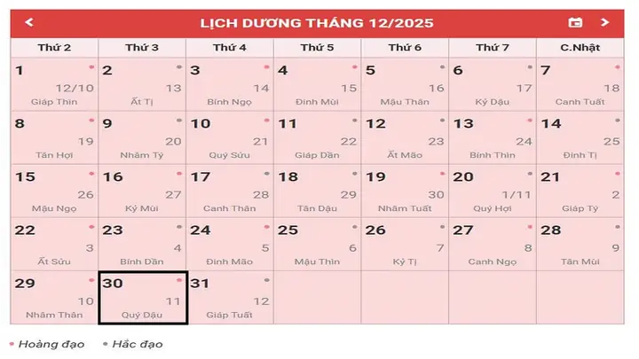 Ngày 11 Tháng 11 Âm Lịch 2025 Là Ngày Bao Nhiêu Dương Lịch?