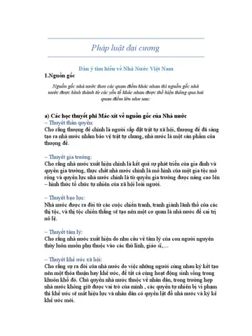 Pháp Luật Đại Cương - Bài 1- Nguồn Gốc Nhà Nước | Pdf
