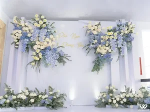 Backdrop Chụp Ảnh Cưới Tông Trắng Xanh