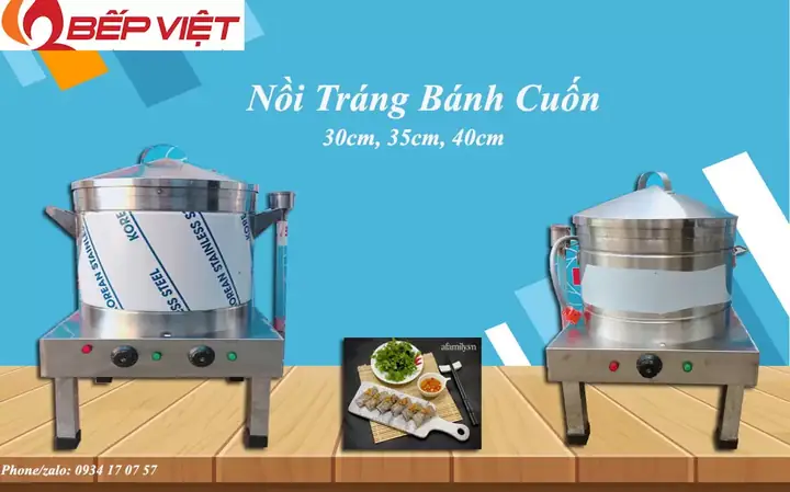 Nồi Tráng Bánh Cuốn Bằng Điện 30cm, 35cm, 40cm Inox 304 Giá Xưởng