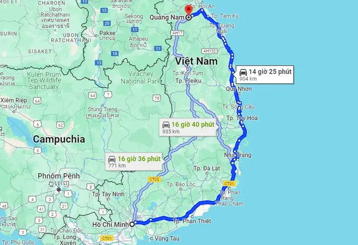Khoảng Cách Từ Sài Gòn Đi Quảng Nam Bao Nhiêu Km?