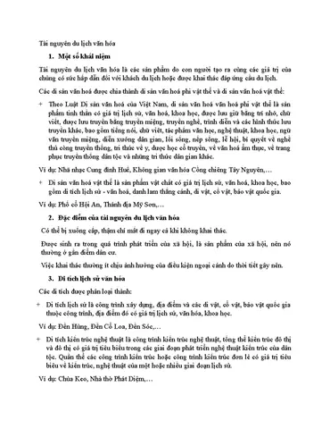 Tài Nguyên Du Lịch Văn Hóa: Đặc Điểm Và Phân Loại - Studocu Tài Nguyên Du Lịch Văn Hóa: Đặc Điểm Và Phân Loại - Studocu