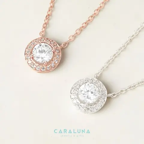 Dây Chuyền Bạc 925 Cara Luna Tròn Đính Đá Lấp Lánh Crystal Love Dây Chuyền Bạc 925 Cara Luna Tròn Đính Đá Lấp Lánh Crystal Love