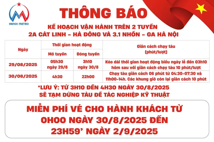 Hà Nội Metro Thông Báo Lịch Chạy Tàu Ngày 29 – 30/08 ... Hà Nội Metro Thông Báo Lịch Chạy Tàu Ngày 29 – 30/08 ...