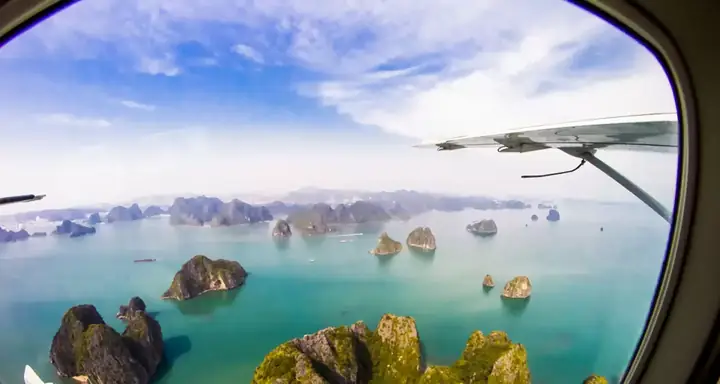 Take An Aerial View Of Halong Bay From Seaplane. Take An Aerial View Of Halong Bay From Seaplane.
