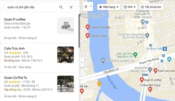 Cách Tìm Quán Cà Phê Gần Đây Bằng Google Map