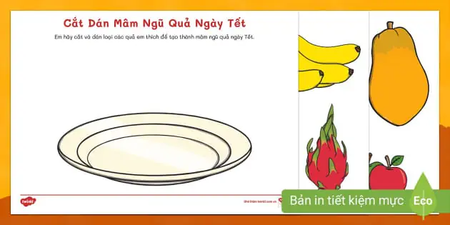 Thủ Công Cắt Dán Mâm Ngũ Quả Ngày Tết