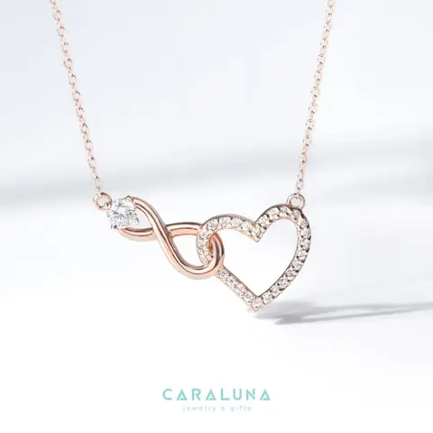 Dây Chuyền Bạc 925 Cara Luna Trái Tim Vô Cực Đính Đá Tình Yêu Vĩnh Cửu Infinite Love