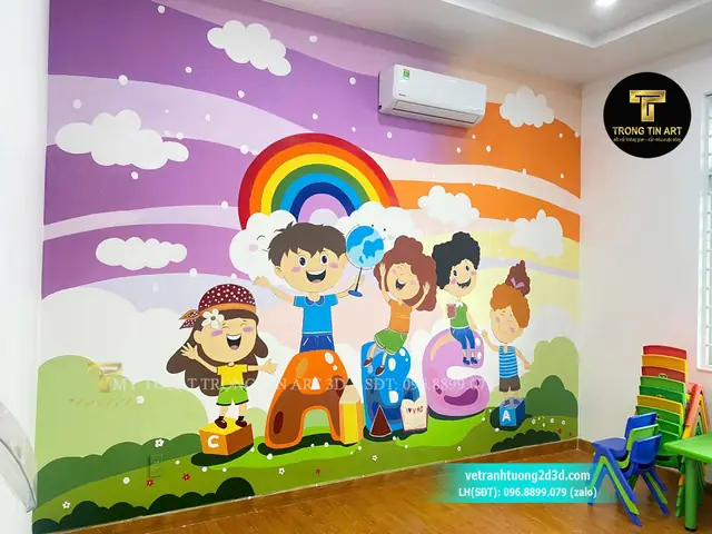 Vẽ Tranh Tường Lớp Học Mầm Non Ngộ Nghĩnh – Anh Ngữ