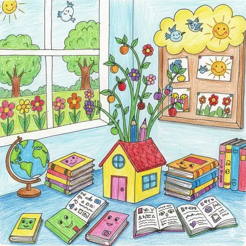 📚 Gợi Ý Những Mẫu Tranh Vẽ Góc Học Tập Đẹp, Dễ Vẽ