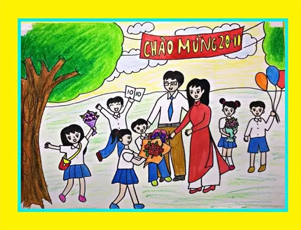 Bé Làm Họa Sĩ: Vẽ Tranh Về Ngày 20/11 -5 | Trường Mn Ngọc Thụy