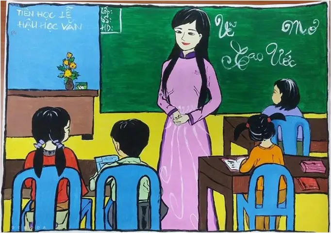 Hình Ảnh Cho Vẽ Tranh Cô Giáo Đang Giảng Bài Cho Học Sinh: