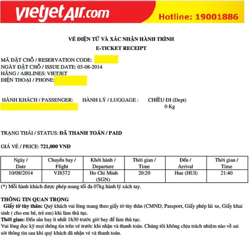 In Vé Máy Bay Điện Tử Như Thế Nào?