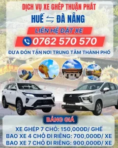Xe Ghép Huế Đà Nẵng (uy Tín Giá Tốt) Đưa Đón Tận Nơi