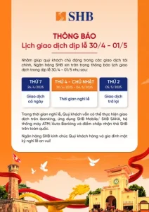 Shb Thông Báo Lịch Nghỉ Lễ 30/4 Và 1/5 - Ngân Hàng Shb
