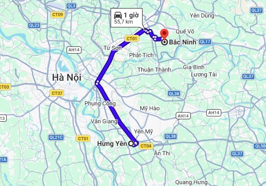 Hình ảnh cung đường từ Hưng Yên đến Bắc Ninh thuận tiện cho ô tô và xe máy