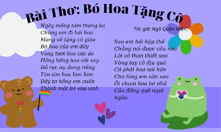 Tranh Thơ Bó Hoa Tặng Cô
