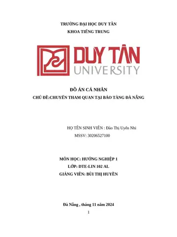 Bài Thu Hoạch Bảo Tàng Đà Nẵng | Pdf