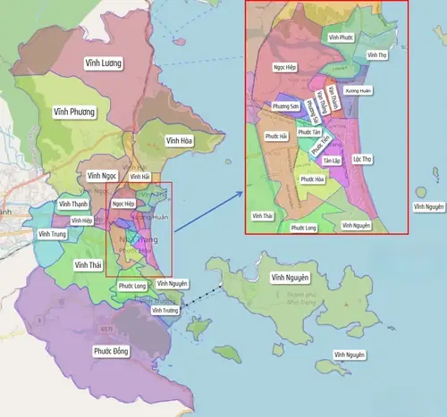 Bản Đồ Hành Chính Thành Phố Nha Trang, Khánh Hòa Trước Sáp Nhập