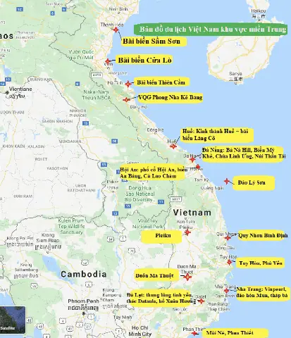 Bản Đồ Du Lịch Miền Trung Và Tây Nguyên Việt Nam Bản Đồ Du Lịch Miền Trung Và Tây Nguyên Việt Nam