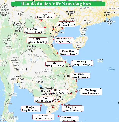 Bản Đồ Du Lịch Việt Nam Theo Tháng Đẹp Nhất Bản Đồ Du Lịch Việt Nam Theo Tháng Đẹp Nhất