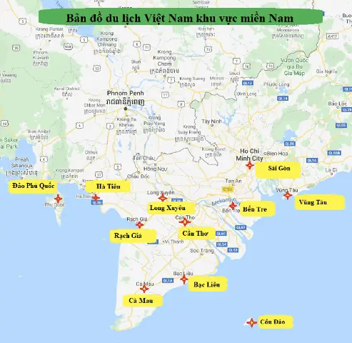 Bản Đồ Du Lịch Miền Nam Việt Nam Bản Đồ Du Lịch Miền Nam Việt Nam